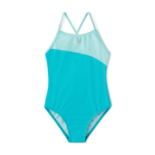 Speedo Shimmer Colorblock Girls' One Piece Swimsuit