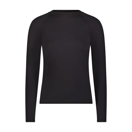 Flamingo Mesh Crew Neck Long-Sleeve Rash Guard - Black