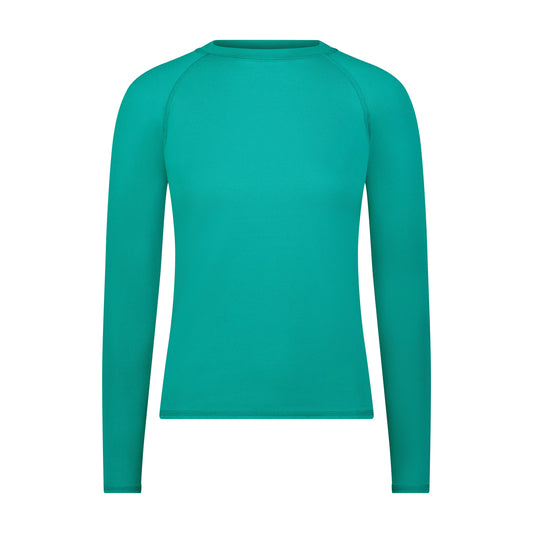 Flamingo Mesh Crew Neck Long-Sleeve Rash Guard - Green