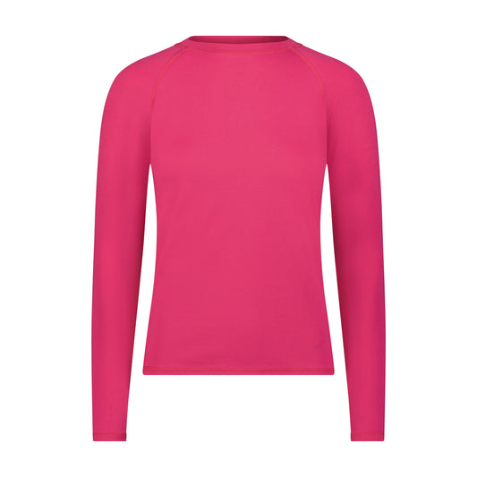Flamingo Mesh Crew Neck Long-Sleeve Rash Guard - Pink
