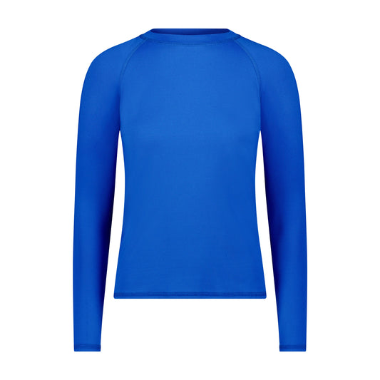 Flamingo Mesh Crew Neck Long-Sleeve Rash Guard - Blue
