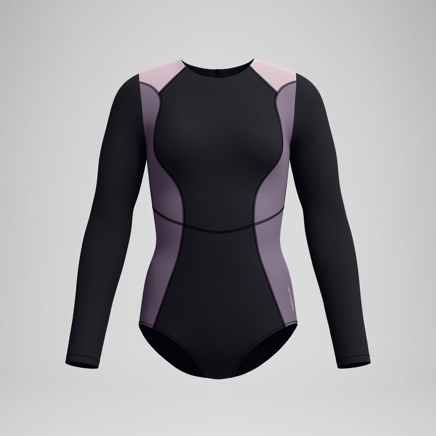 Speedo Color Block Long Sleeve Zip Back One-Piece Swimsuit