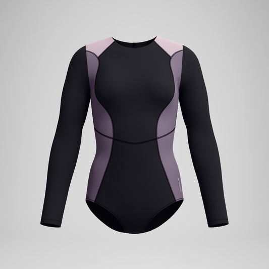 Speedo Color Block Long Sleeve Zip Back One-Piece Swimsuit