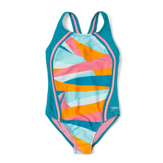 Speedo Girls' Printed Sport Splice Swimsuit