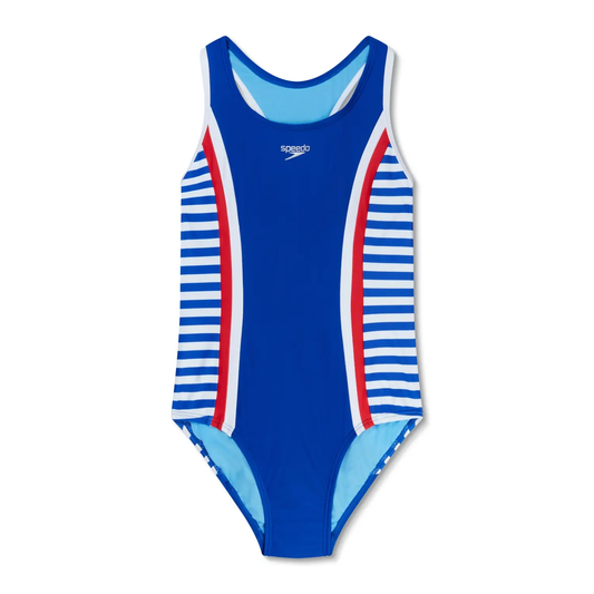 Speedo Giris' Print Spliced Racerback One Piece Swimsuit