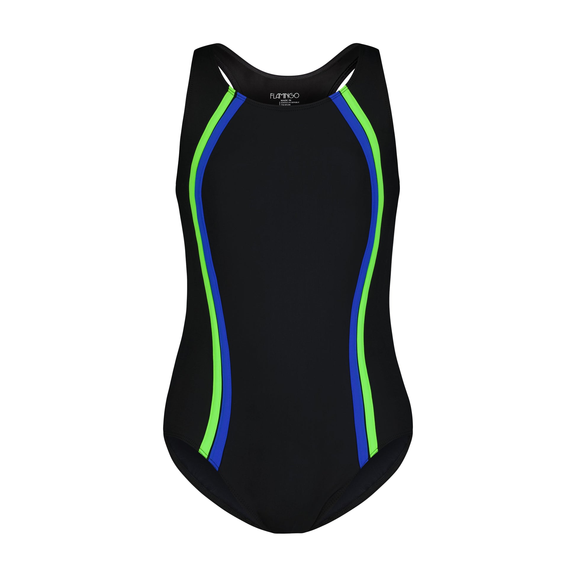 Teen One Piece Vertical Bathing Suit Neon/Ryl - Flamingo